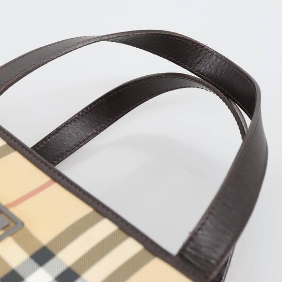 BURBERRY Nova Check Hand Bag PVC Beige Auth 103797 - Picture 8 of 16